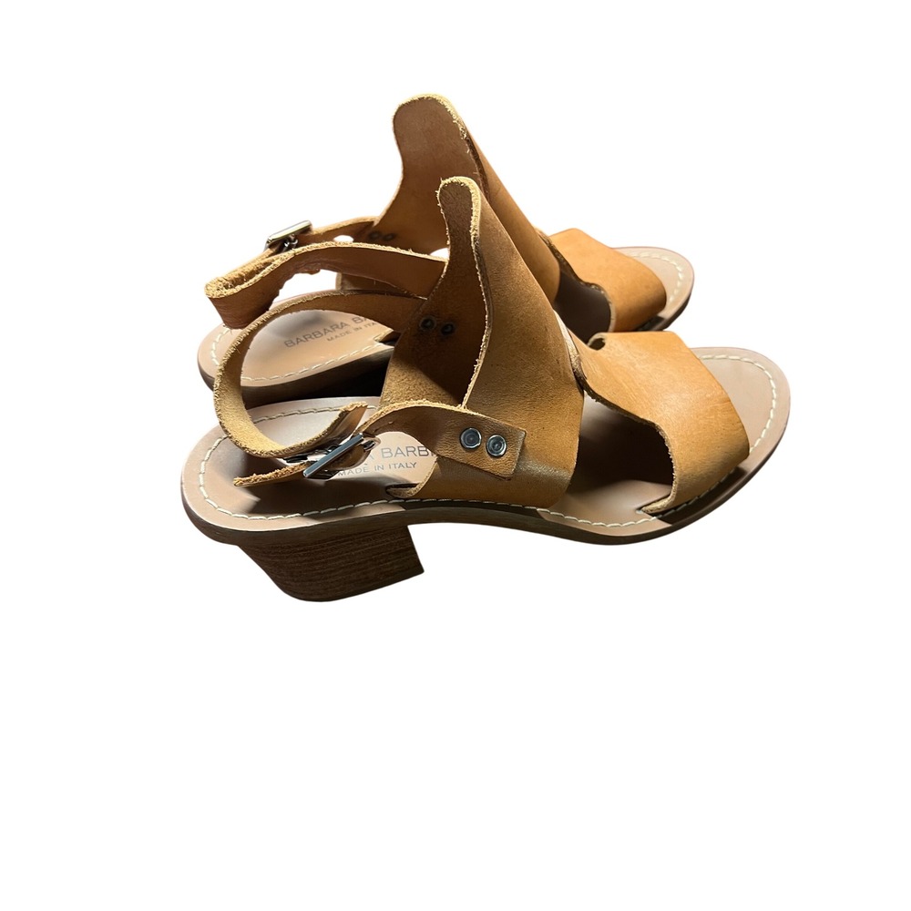 Barbara Barbieri Italy Tan Leather Studded Slingback Block Heel Sandals 7 15621 - Picture 3 of 6